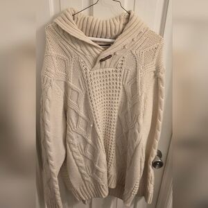 Weather Proof Vintage Cozy Cream Knit Hooded Sweater